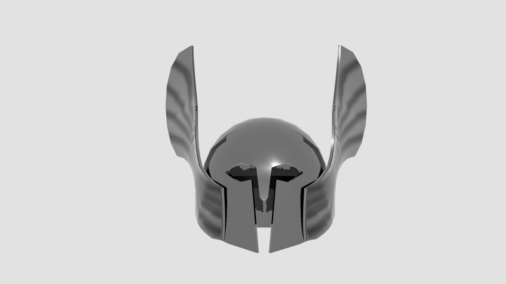 3D rendered helmet with stylized wings on the sides.