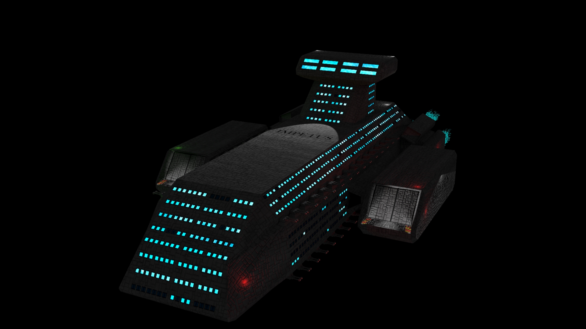 Image of a 3D rendered spaceship.