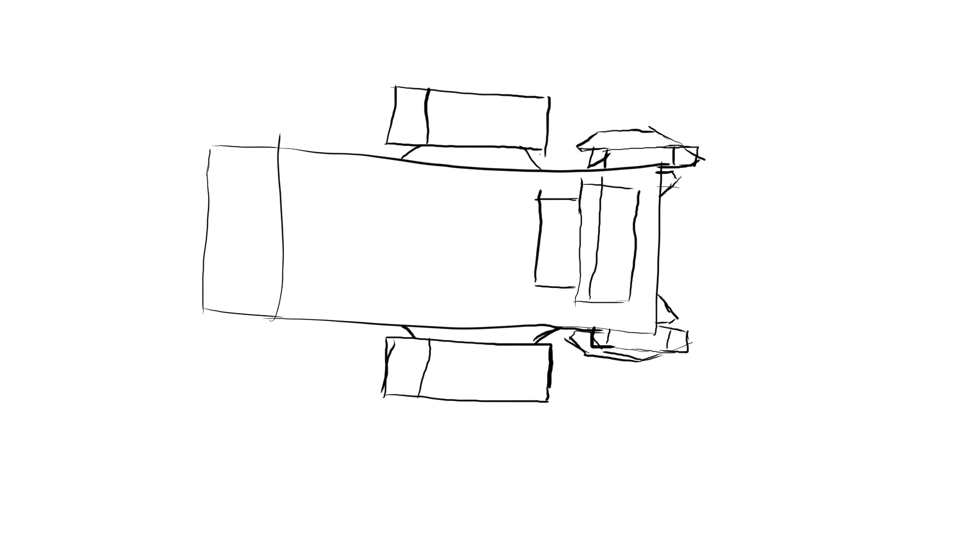 Top sketch of a spaceship.