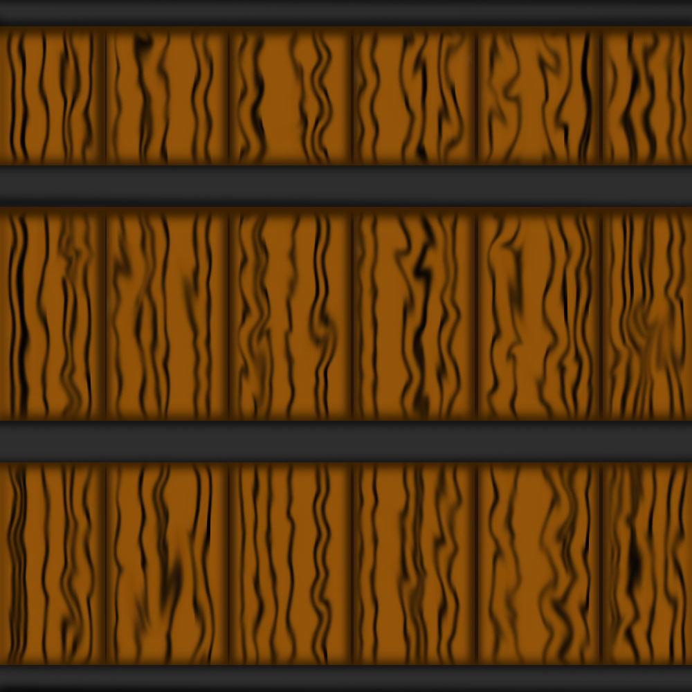 Illustrated image of wooden planks bound with dark bands.