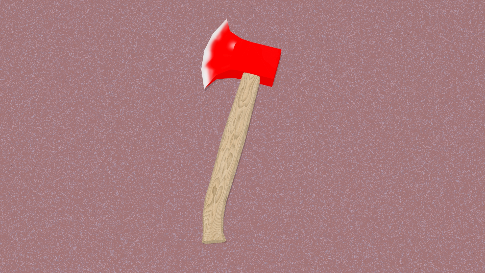 3D rendered axe with a wood handle.